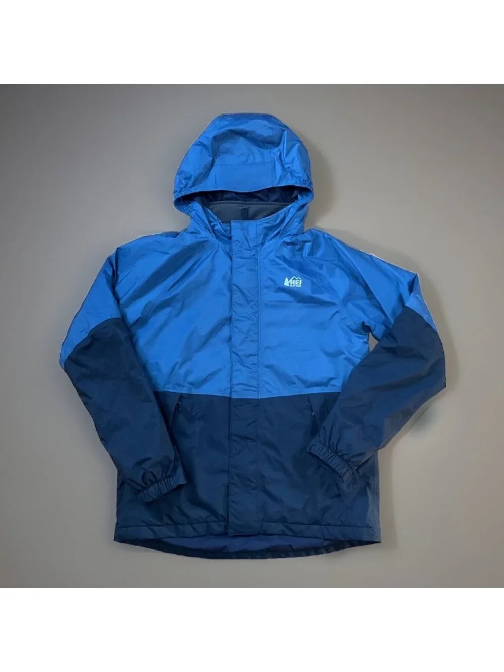 REI CO OP Kids Rain Hooded Jacket Large 14 16 Outdoors Hiking